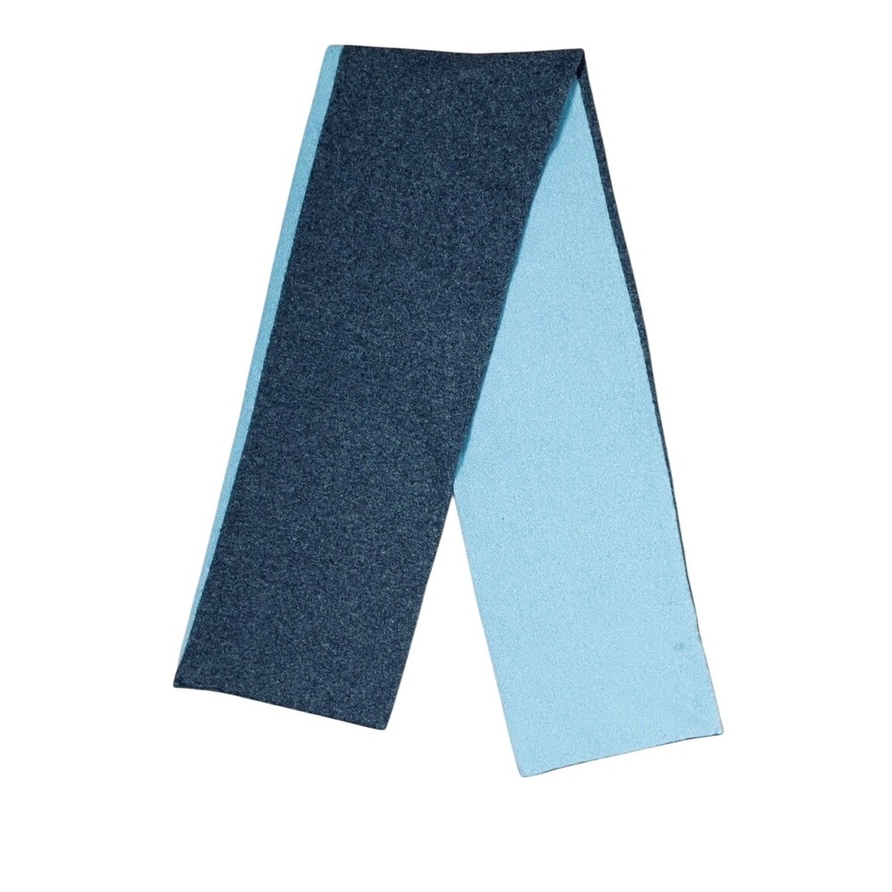 Castlering 100% Cashmere Reversible Blue Gray Knit Scarf 9 X 60